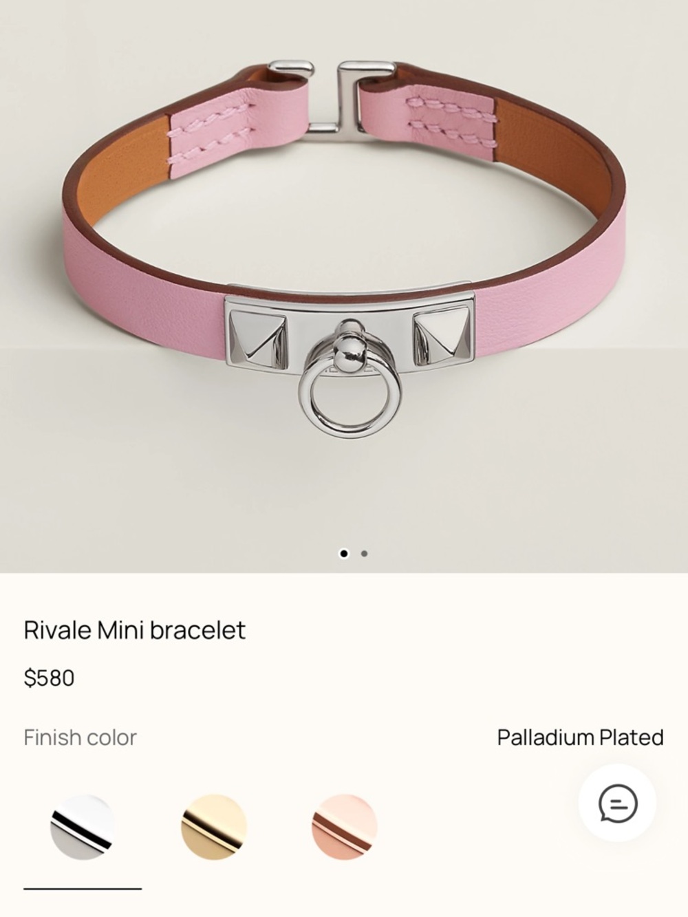 Hermes Rivale Mini Bracelet in Pink with Palladium Hardware